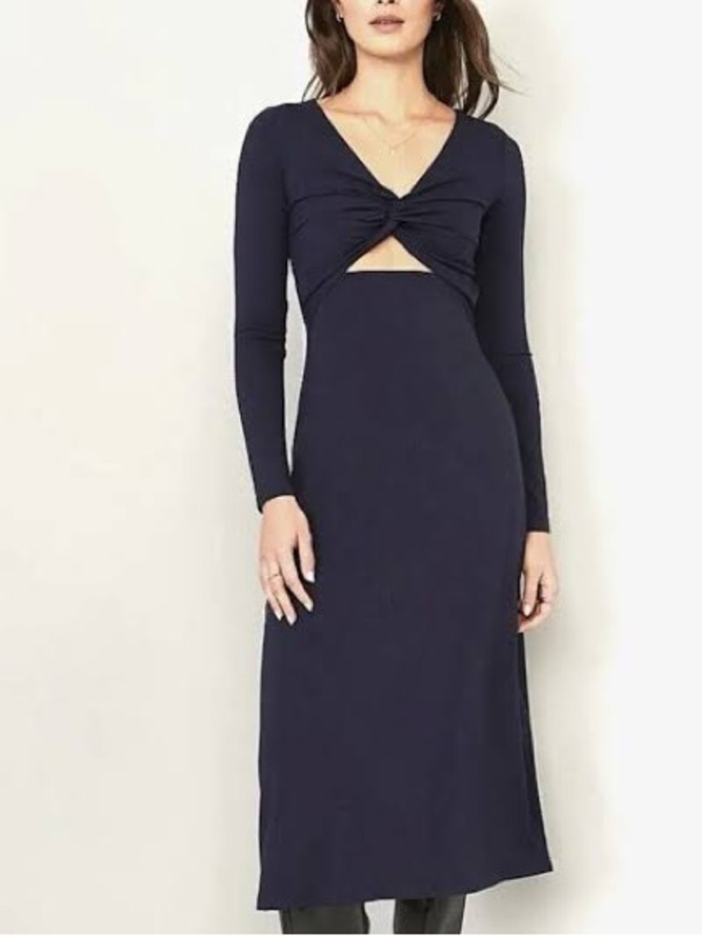 🎉 3/$15 Old Navy Long Sleeve Twist Front w Keyhole Maxi Dress M